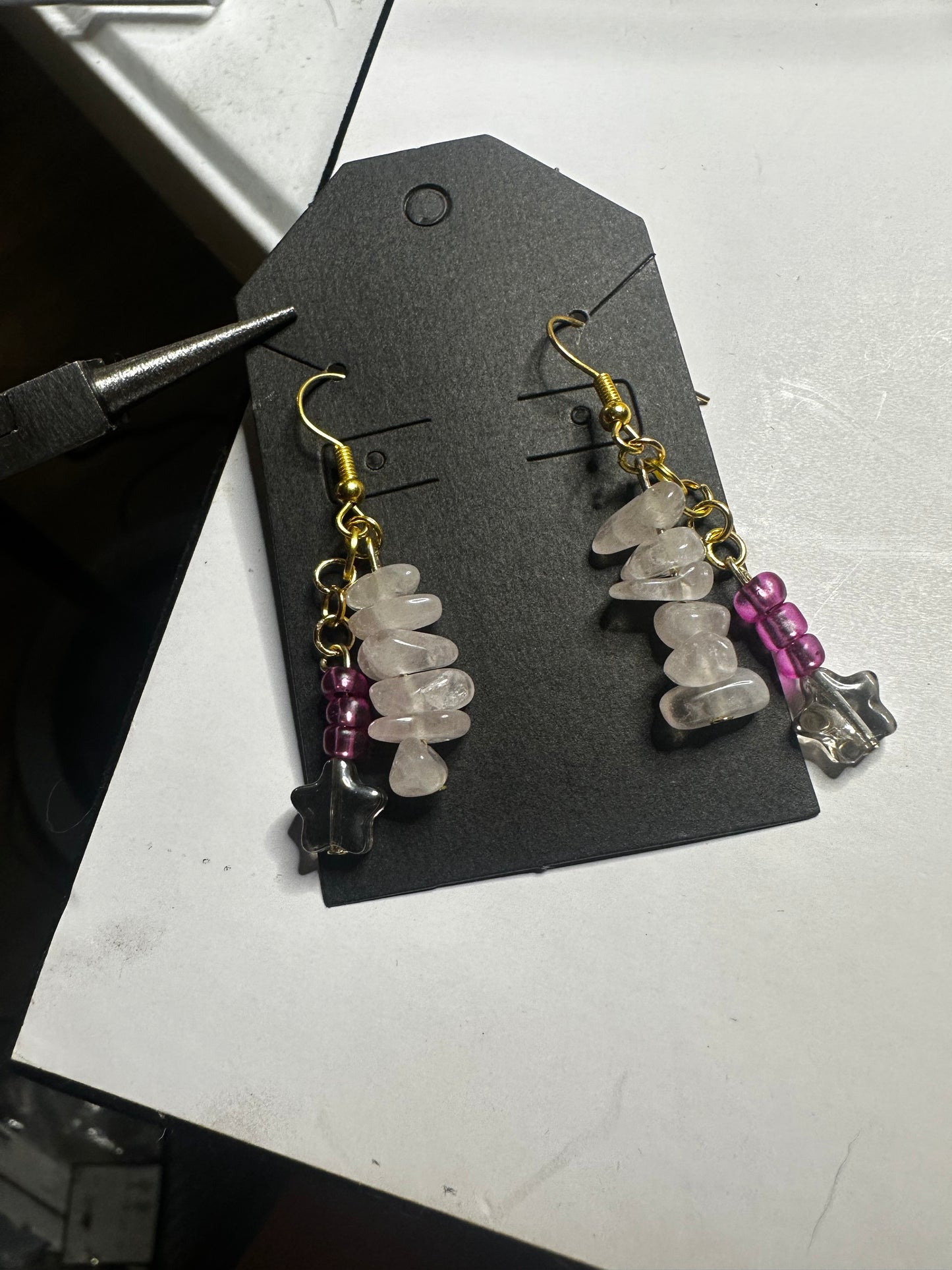 rose quartz earrings