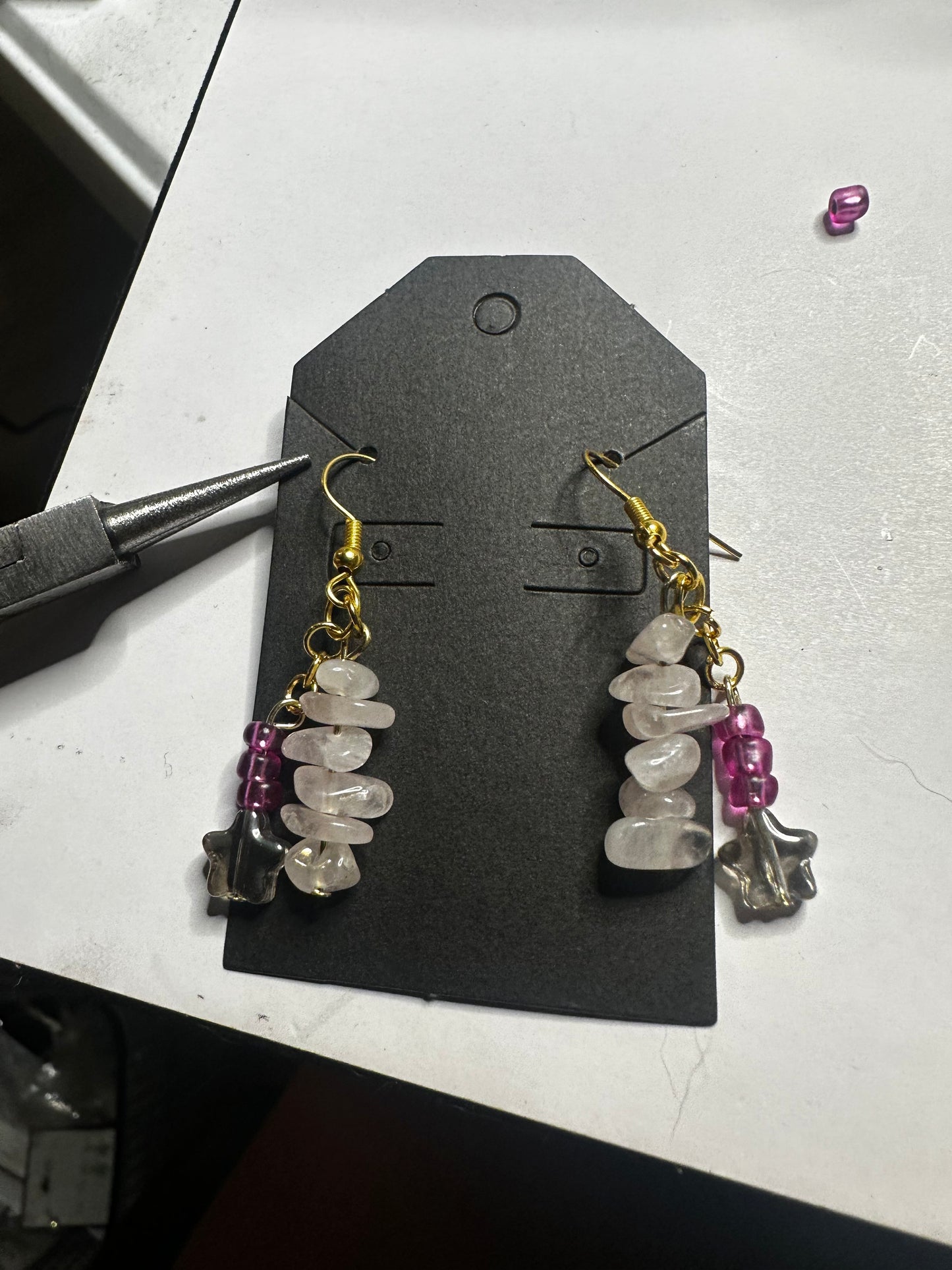 rose quartz earrings