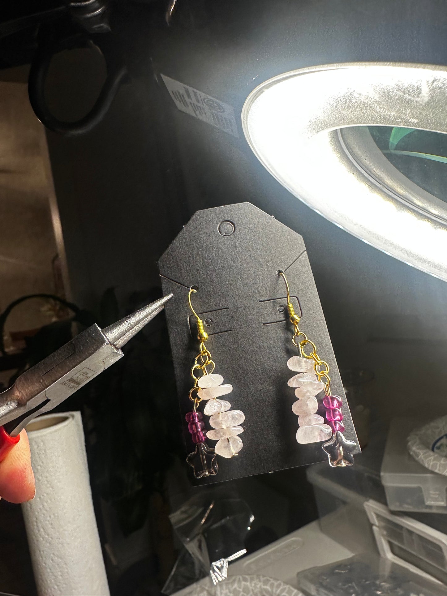 rose quartz earrings